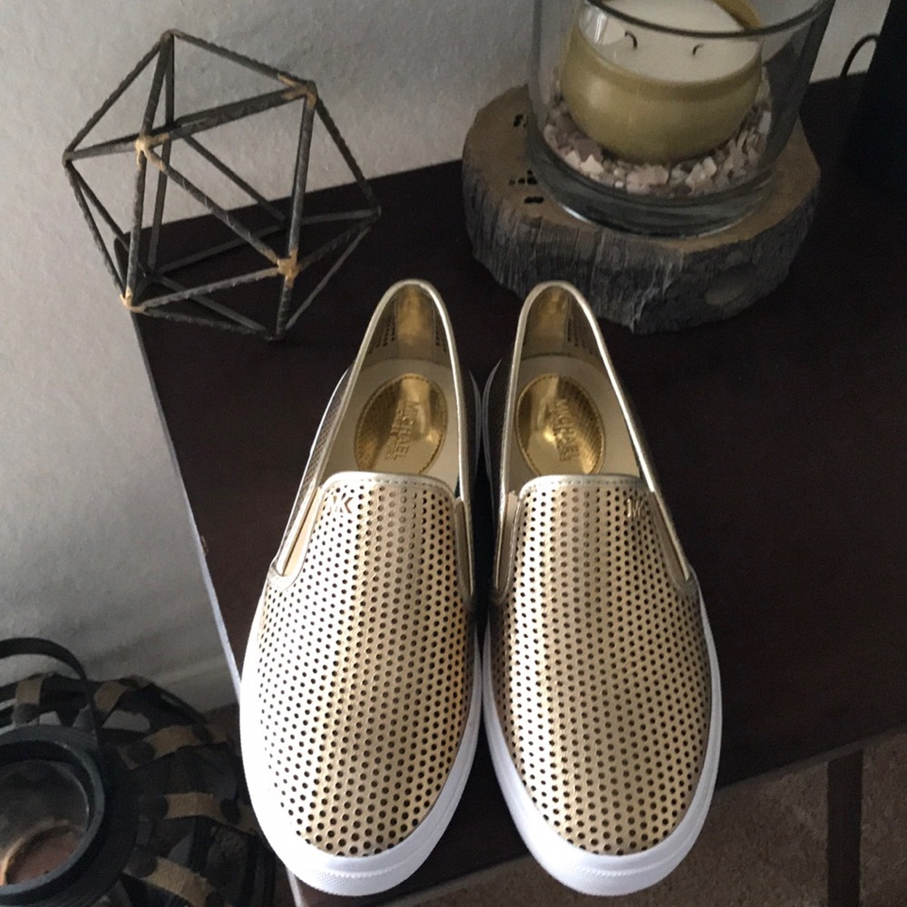 Michael Kors gold Keaton slip on sneakers